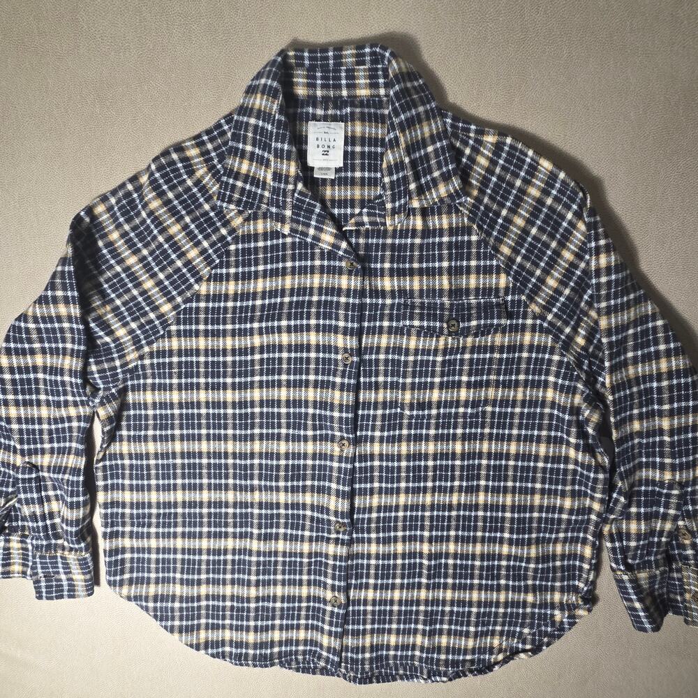 NWT Billabong Best Time Oversized Plaid Flannel L
